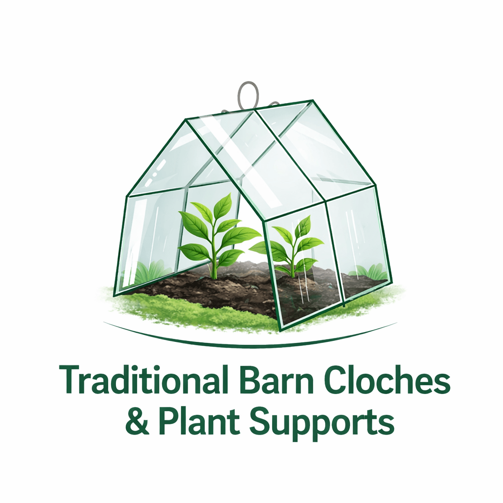 Traditional Cloche Frame Kit - High Barn - with Easy Assembly Support Post. Glass Excluded. - Plant Supports & Garden Cloches